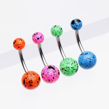 4 Pcs of Vibrant Splatter Acrylic Ball Belly Button Ring Package